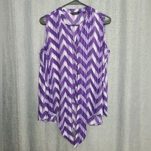 Investments purple Geometric Blouse Top Sz M